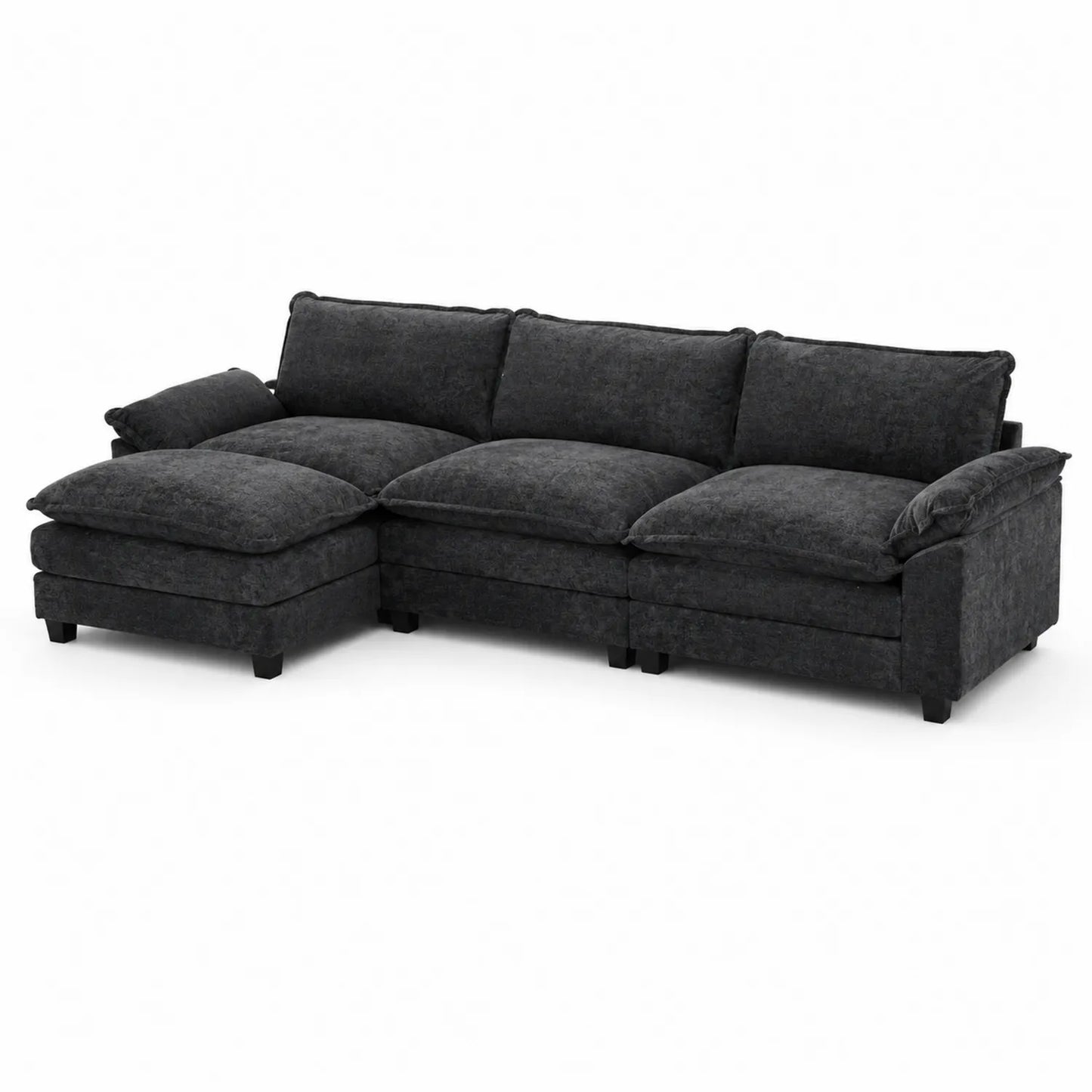 Ecksofa L-Form Stoff Dunkelgrau