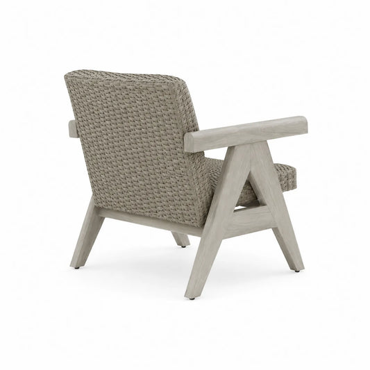 Outdoor-Stuhl Grau Rattan Holz