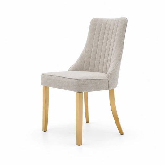 Esszimmerstuhl Beige Stoff mit Metallrahmen