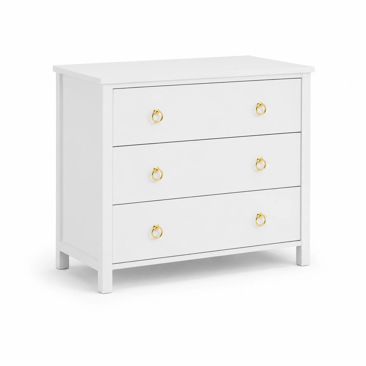 Weiße Kommode aus MDF mit 3 Schubladen 80cm x 40cm x 78cm