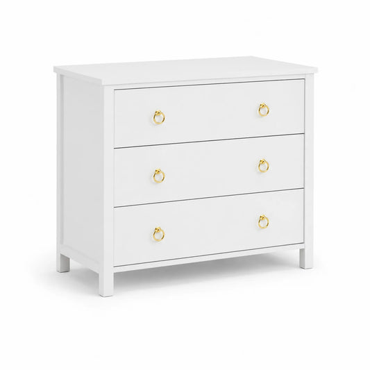 Weiße Kommode aus MDF mit 3 Schubladen 80cm x 40cm x 78cm