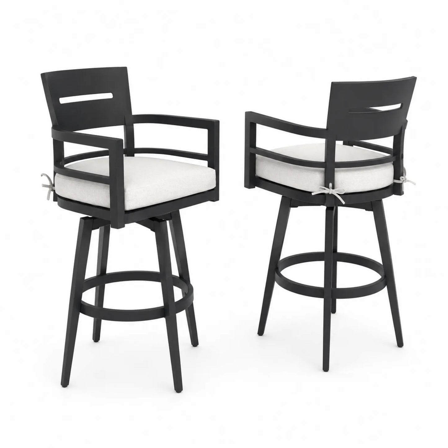 2er Set Barstuhl Aluminium Schwarz/Weiß