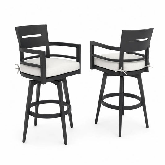 2er Set Barstuhl Aluminium Schwarz/Weiß