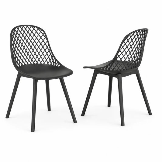 2er-Set Kunststoffstühle Schwarz 83 cm