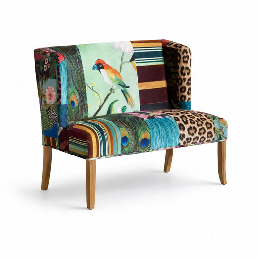 Patchwork Sofa mit Holzbeinen in Mehrfarbig